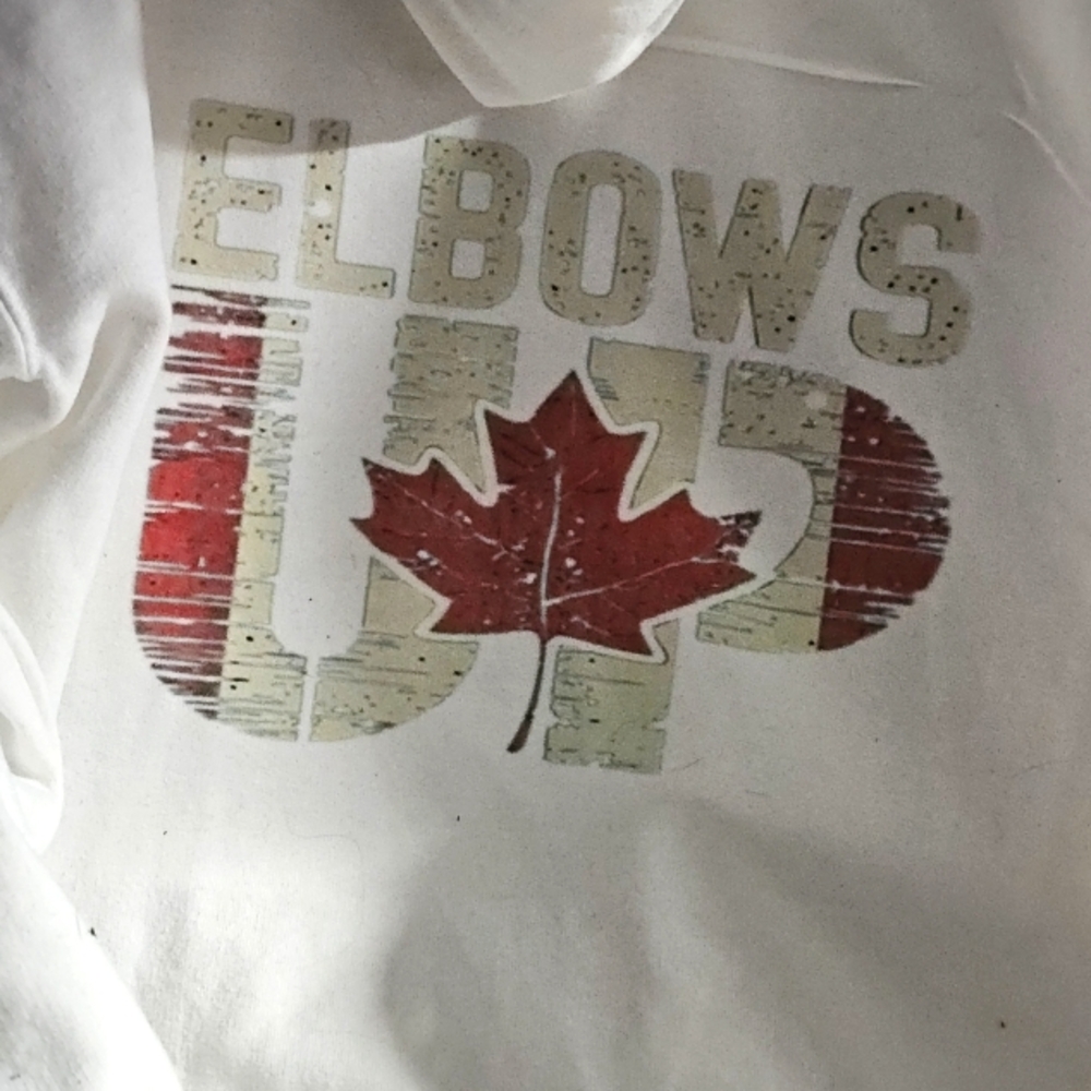White Custom Hoodie Team CANADA/ELBOWS UP